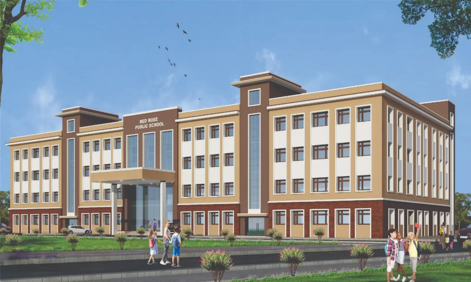The Red Rose Public School building at Bhajanmau